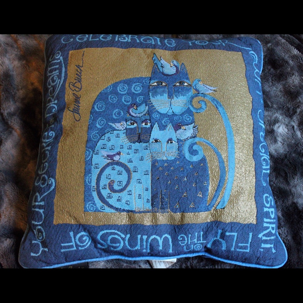 Blue cat pillow